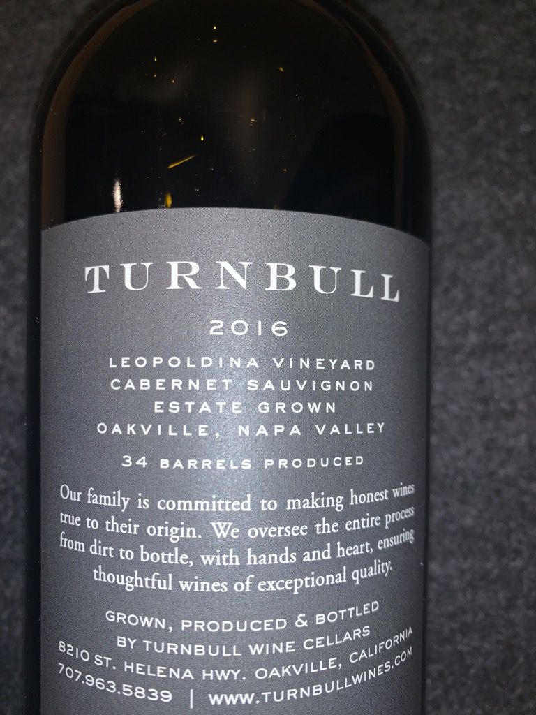 2016 Turnbull Cabernet Sauvignon Leopoldina Vineyard 2016 Turnbull Cabernet Sauvignon Leopoldina Vineyard