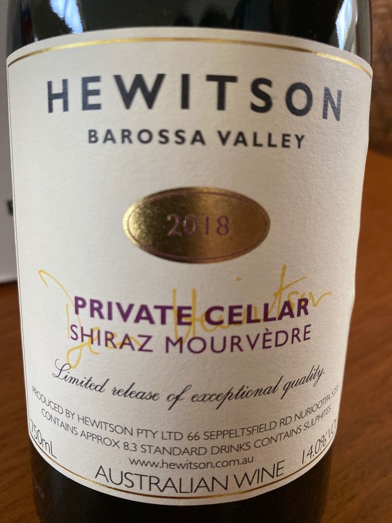 2018 Hewitson Private Cellar Shiraz Mourvedre, Australia, South ...