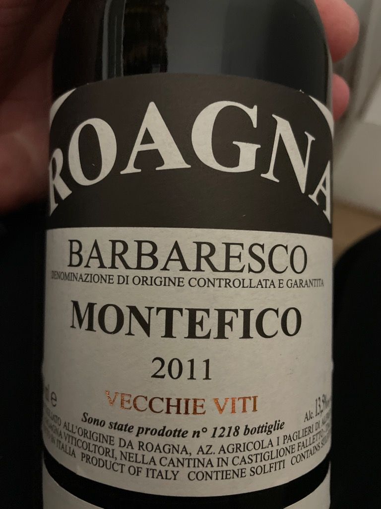 2011 Roagna Barbaresco Vecchie Viti Montefico, Italy, Piedmont, Langhe ...