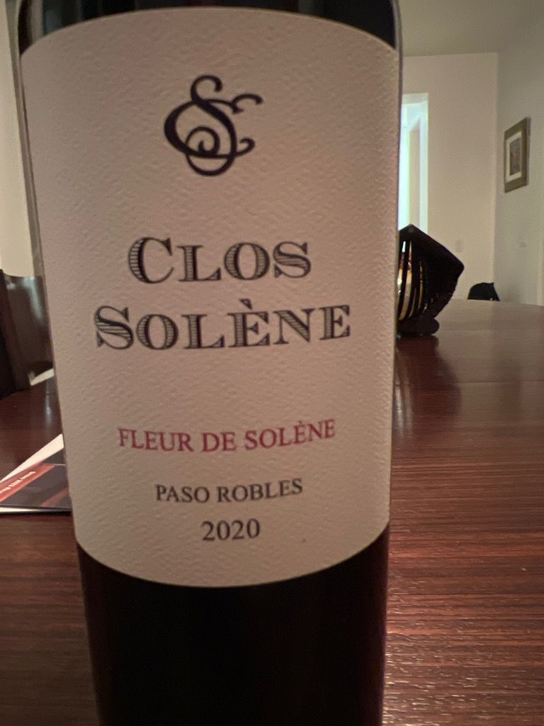 2020 Clos Solène Fleur de Solène, USA, California, Central Coast, Paso