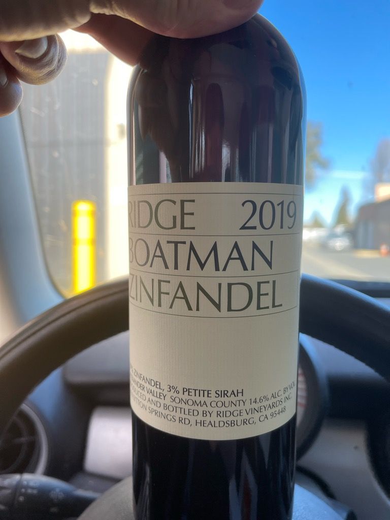 2019 Ridge Zinfandel Boatman, USA, California, Sonoma County, Sonoma