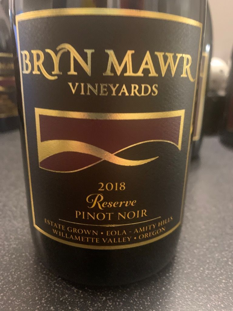 2018 Bryn Mawr Vineyards Pinot Noir Reserve, USA, Oregon, Willamette