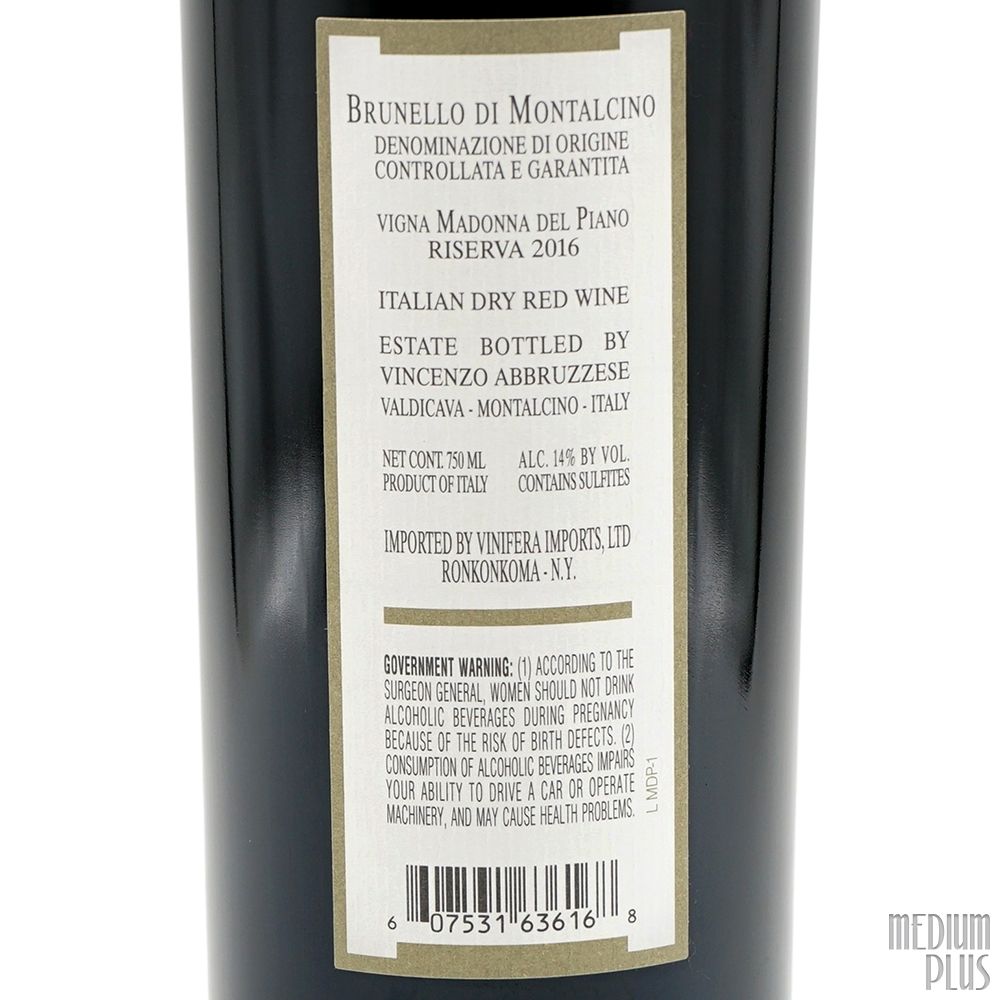 2016 Valdicava Brunello di Montalcino Riserva Madonna del Piano