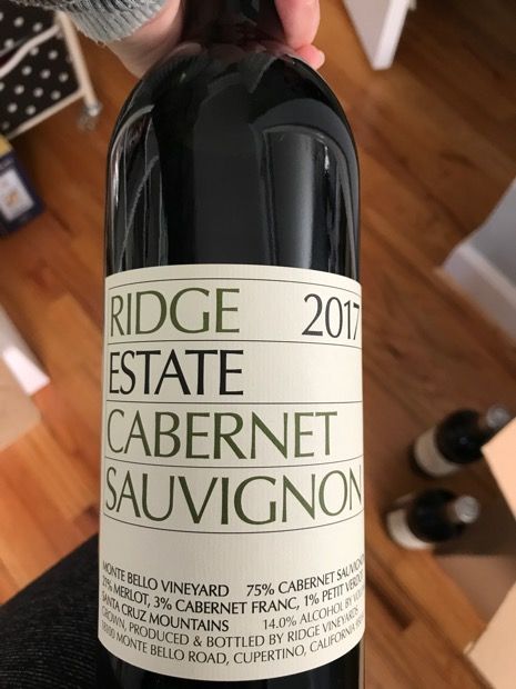 2017 Ridge Cabernet Sauvignon Estate - CellarTracker