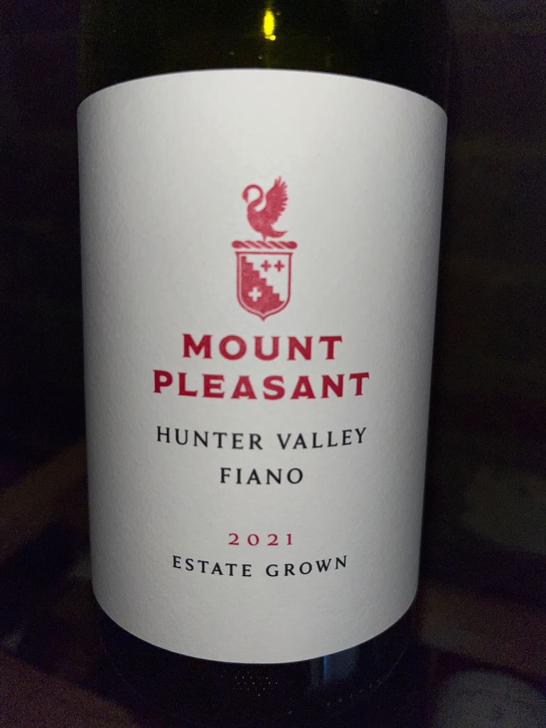2021 Mount Pleasant Wines Fiano Marrowbone Road, Australia, New South