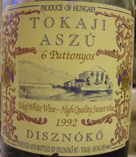 1992 Disznókő Tokaji Aszú 6 Puttonyos - CellarTracker