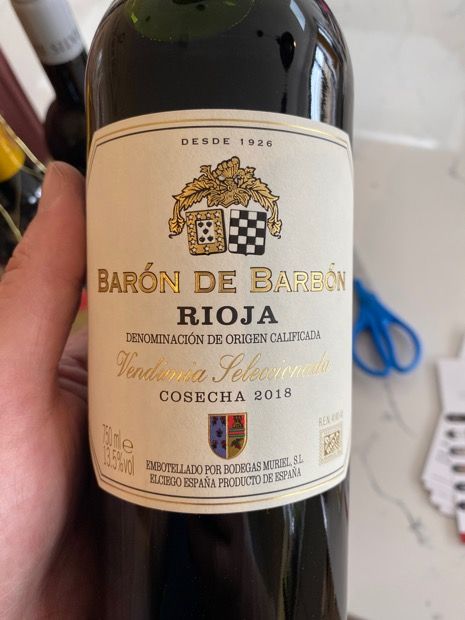 2018 Bodegas Muriel Rioja Barón de Barbón Vendimia Seleccionada, Spain