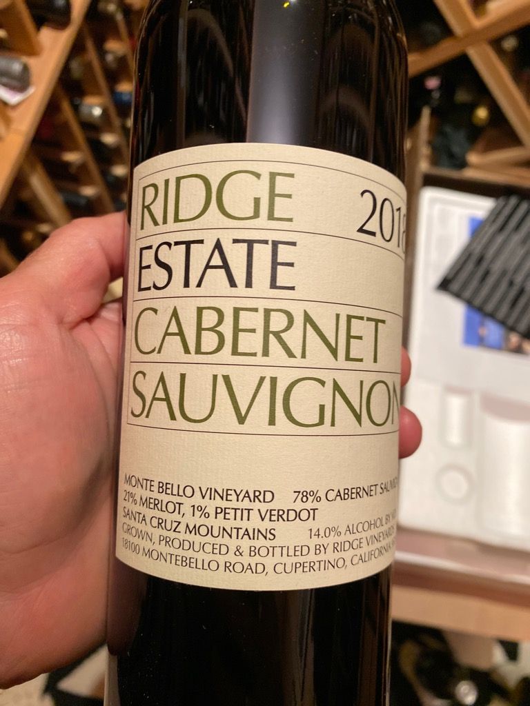 2019 Ridge Cabernet Sauvignon Estate, USA, California, Santa Cruz ...