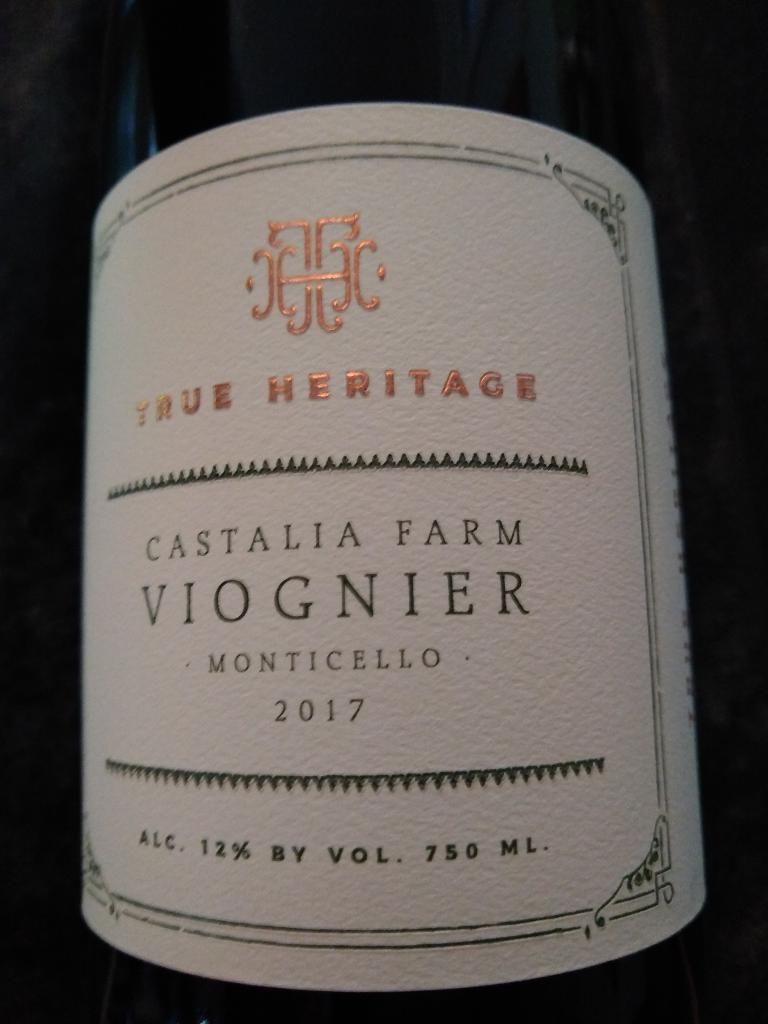 2020 True Heritage Viognier Castalia Farm, USA, Virginia, Central