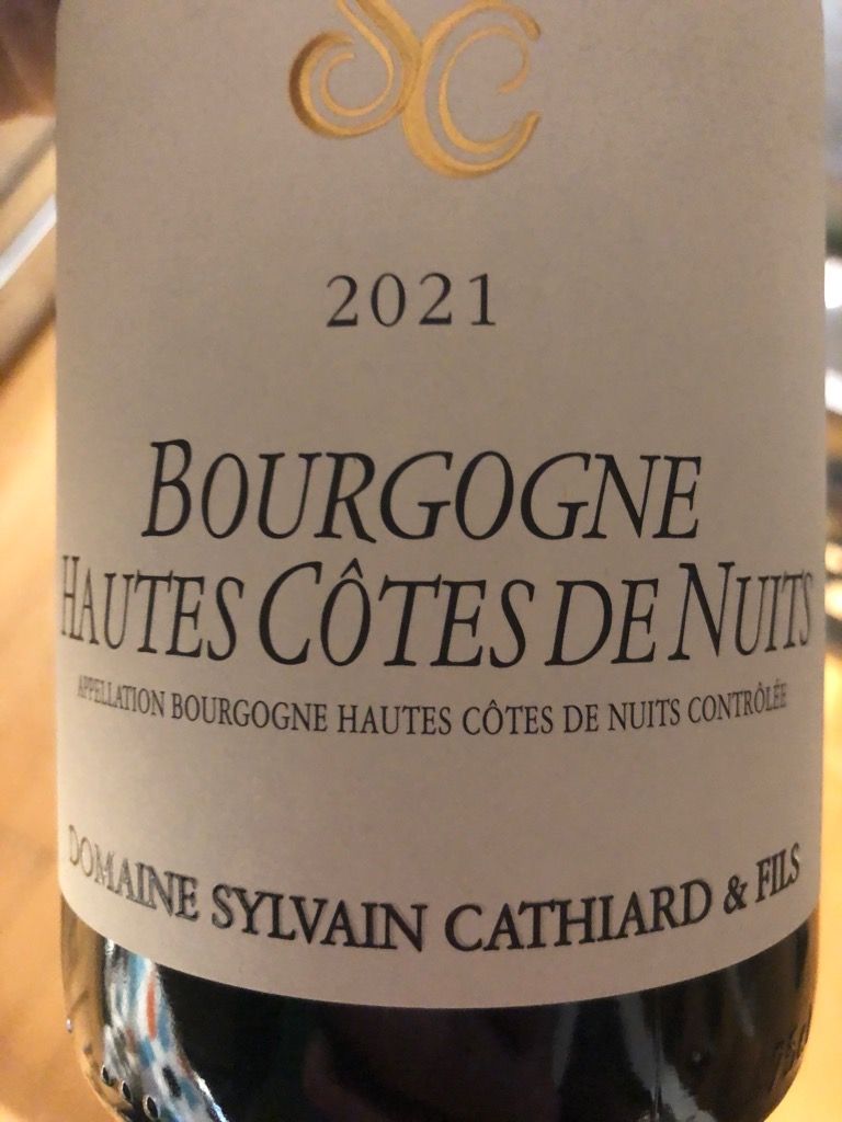 BOURGOGNE HAUTES COTES DE NUITS 2021(2本) SylvainCathiardBourgogneHautes