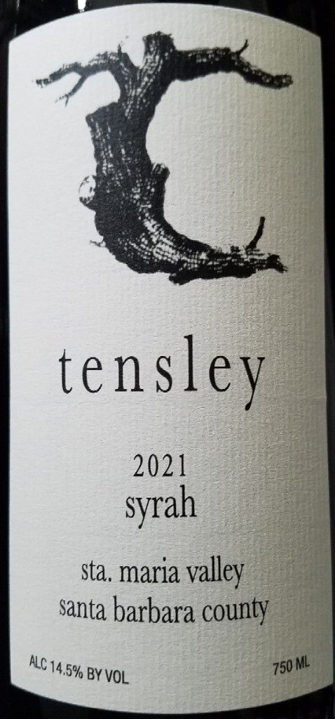 2021 Tensley Syrah Santa Maria Valley, USA, California, Central Coast ...