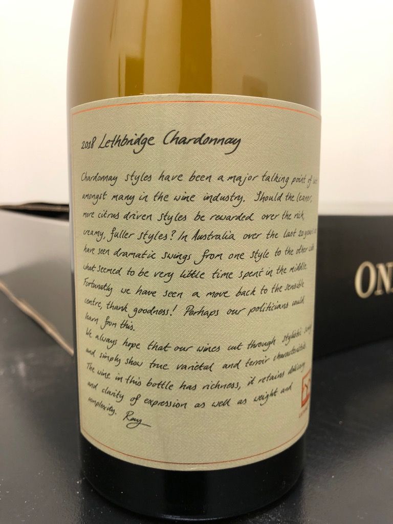 2018 Lethbridge Wines Chardonnay Bartl, Australia, Victoria, Port
