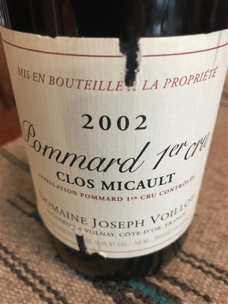 2001 Domaine Joseph Voillot Pommard 1er Cru Clos Micault, France ...