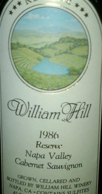 1986 William Hill Winery Cabernet Sauvignon Reserve, USA, California