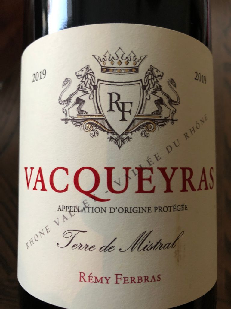 2020 Rémy Ferbras Vacqueyras, France, Rhône, Southern Rhône, Vacqueyras ...