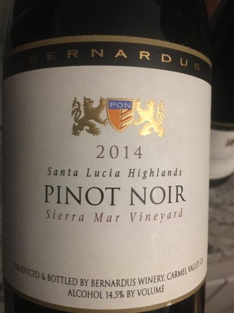 2014 Bernardus Winery Pinot Noir Sierra Mar Vineyard, USA, California ...