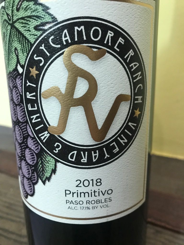 2020 Sycamore Ranch Vineyard & Winery Primitivo, USA, California