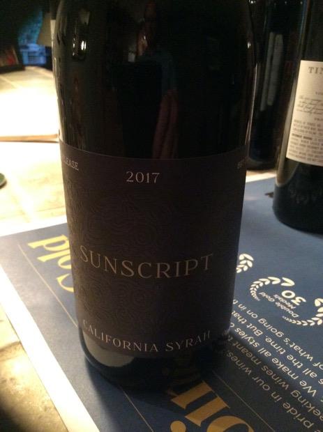2017 Sunscript Syrah, USA, California, Central Coast - CellarTracker