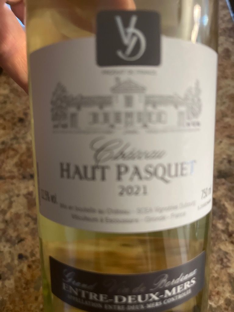 2021 Château HautPasquet EntreDeuxMers Blanc, France, Bordeaux