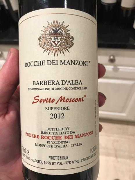 2012 Podere Rocche dei Manzoni Barbera d'Alba Superiore Sorito Mosconi ...