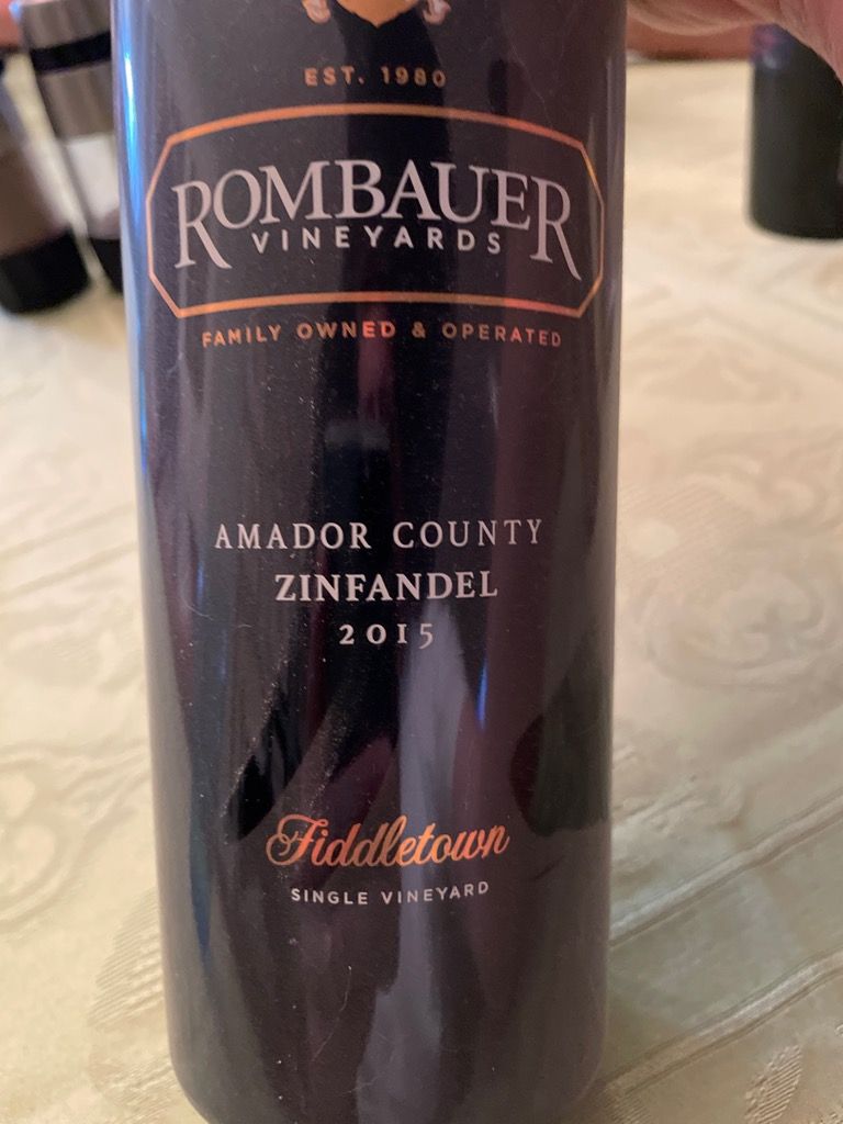 2015 Rombauer Vineyards Zinfandel Amador County Zinfandel Fiddletown ...