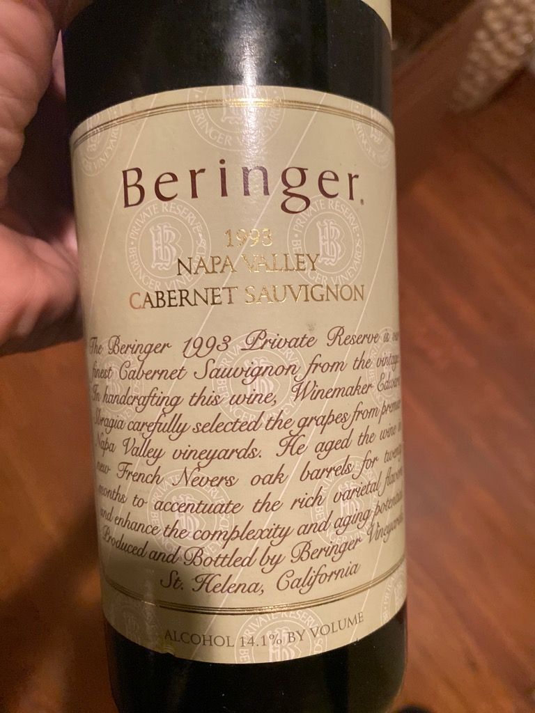 1998 Beringer Vineyards Cabernet Sauvignon Private Reserve