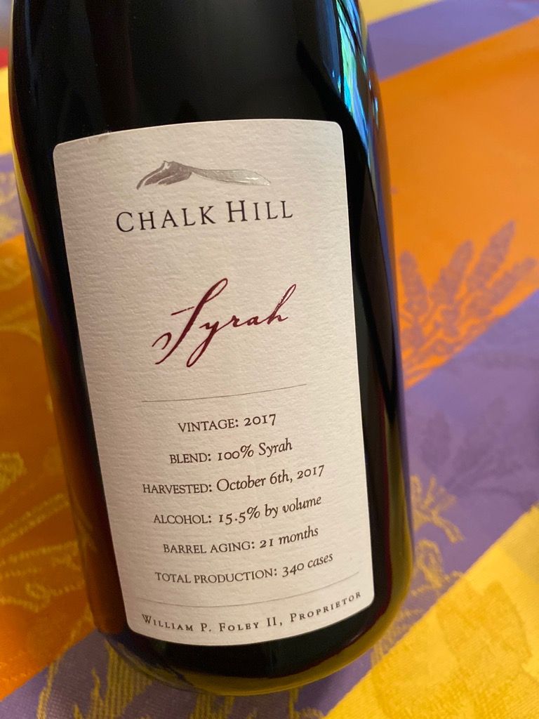 2017 Chalk Hill Syrah, USA, California, Sonoma County, Chalk Hill