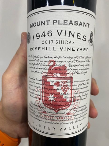 2017 Mount Pleasant Wines Shiraz 1946 Vines Rosehill, Australia, New ...