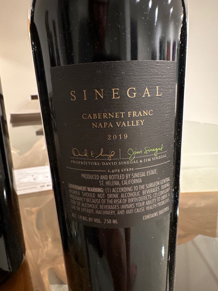 2019 Sinegal Cabernet Franc - CellarTracker