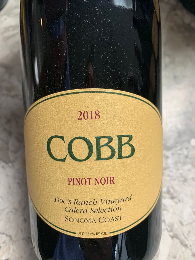 2018 Cobb Pinot Noir Calera Selection Docs Ranch Vineyard, USA