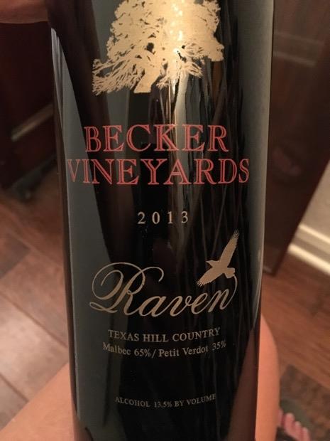 2013 Becker Vineyards Raven, USA, Texas, Texas Hill Country - CellarTracker