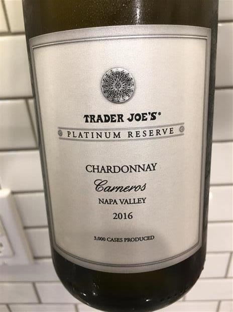 2016 Trader Joe's Chardonnay Platinum Reserve Lot #80 Carneros, USA ...