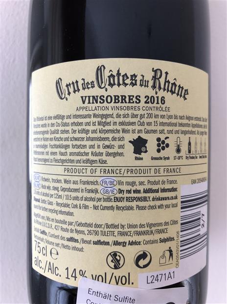 des des du du L\'Union Côtes des 2021 - CellarTracker Côtes Cru Rhône Rhône Vinsobres Vignerons