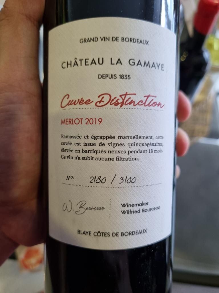 2019 Château La Gamaye Merlot Blaye Côtes de Bordeaux Cuvée Distinction