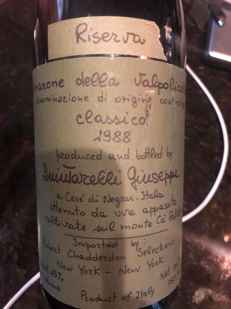 ジュゼッペクインタレッリ　アマローネ1986 1986 Giuseppe Quintarelli Amarone della Valpolicella Classico
