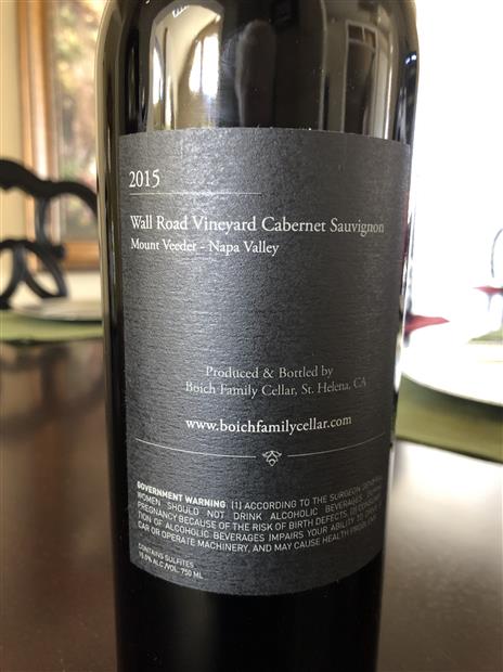 2015 Boich Family Cellar Cabernet Sauvignon Wall Road, USA, California ...