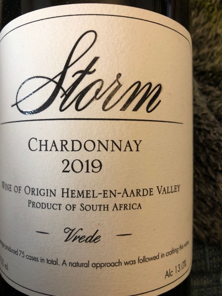 2019 Storm Wines Chardonnay Vrede, South Africa, Cape South Coast