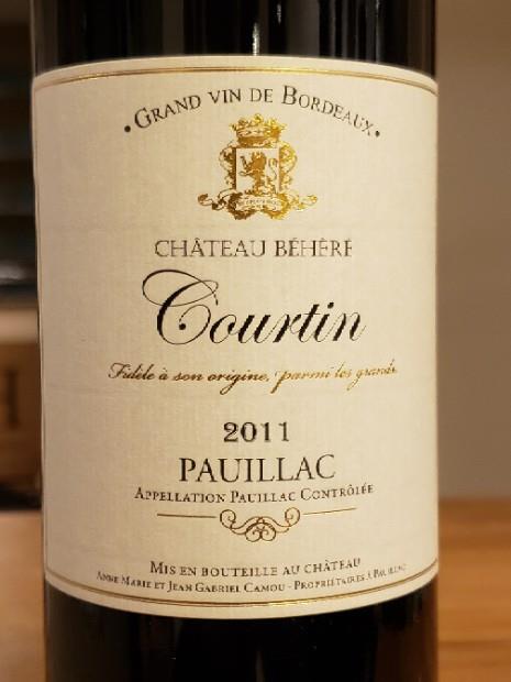 2011 Château Behere Courtin, France, Bordeaux, Médoc, Pauillac ...