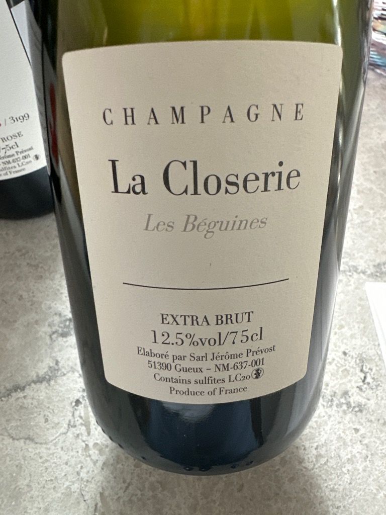 2020 Jérôme Prévost Champagne La Closerie Extra Brut Les Béguines