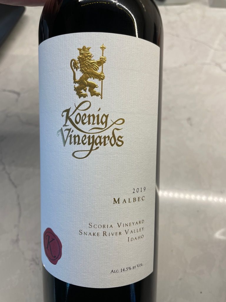 2019 Koenig Vineyards Malbec Scoria Vineyard, USA, Idaho, Snake River