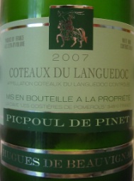 Cave de pomerols, picpoul de pinet, hugues de beauvignac, coteaux du languedoc 750ml (784585003716)