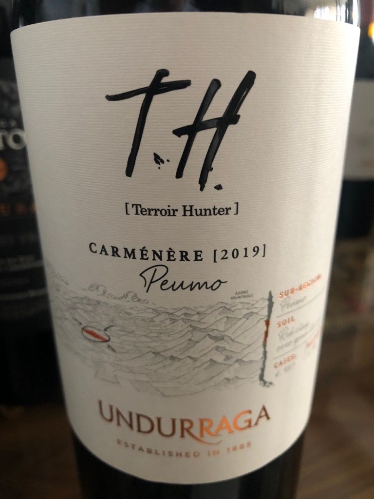 2020 Undurraga Carm&eacute;n&egrave;re T.H. [Terroir Hunter], Chile, Maule Valley ...