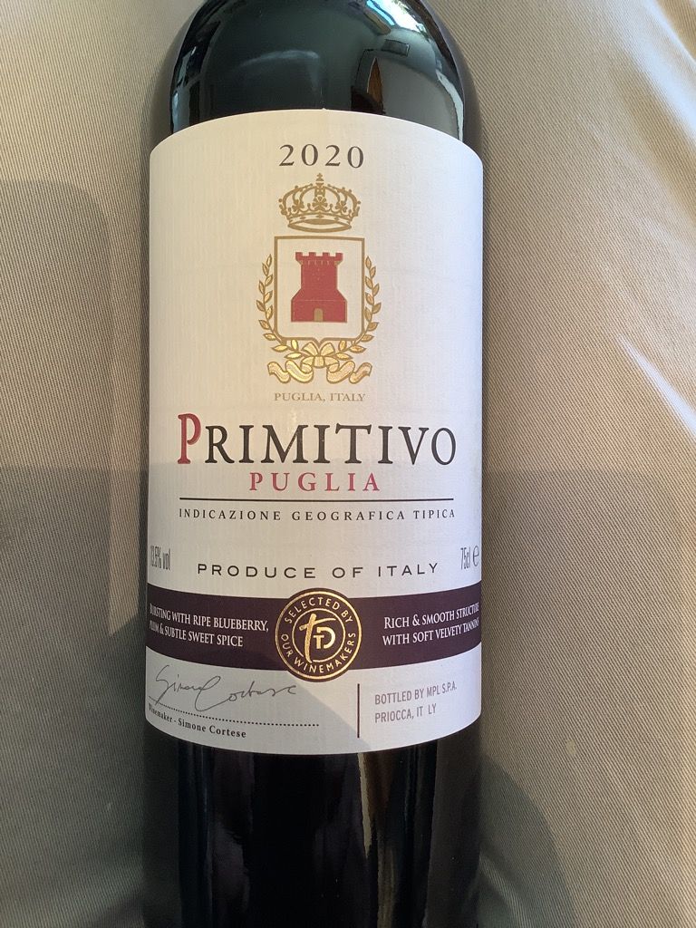 2021 Sainsbury's Primitivo Taste the Difference Puglia IGT, Italy, Puglia, Puglia IGT
