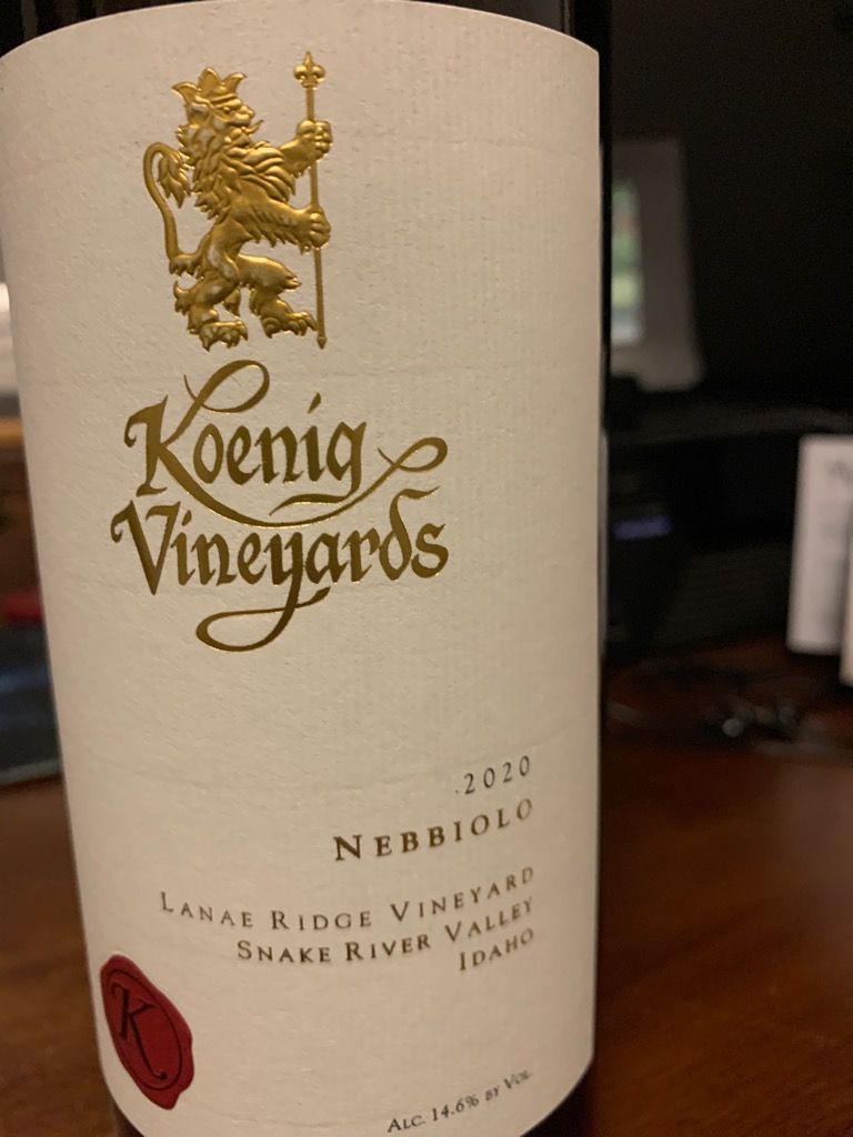 2020 Koenig Vineyards Nebbiolo Lanae Ridge Vineyard, USA, Idaho, Snake