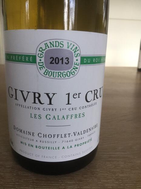 2014 Domaine Chofflet-Valdenaire Givry 1er Cru Les Galaffres Blanc ...