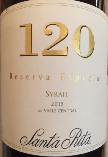 2016 Viña Santa Rita Syrah 120, Chile, Central Valley - Cellartracker