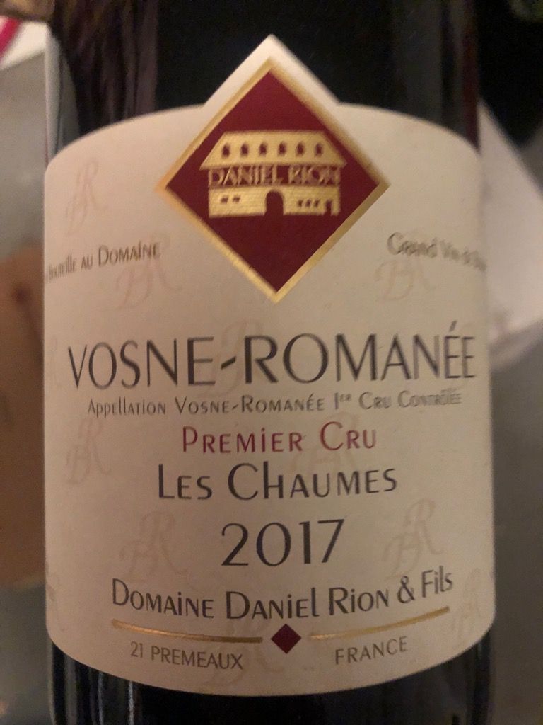 Rion 2015年Daniel & Beaux Les Cru 1er Vosne-Romanée Fils et Rion