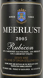 2005 Meerlust Rubicon South Africa Coastal Region Stellenbosch Cellartracker