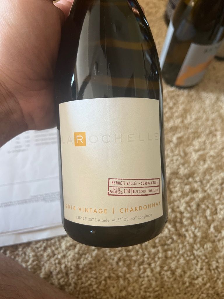 2014 La Rochelle Chardonnay Black Knight One Barrel Valley, USA