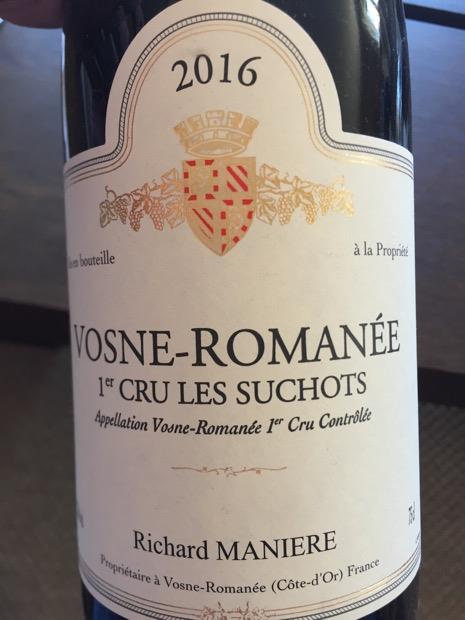 ワイン Maniere Vosne Romanee 1er Suchots 2016 楽天市場】ヴォーヌ・ロマネ 1er レ・スショ赤 ［2016］年（ルイ